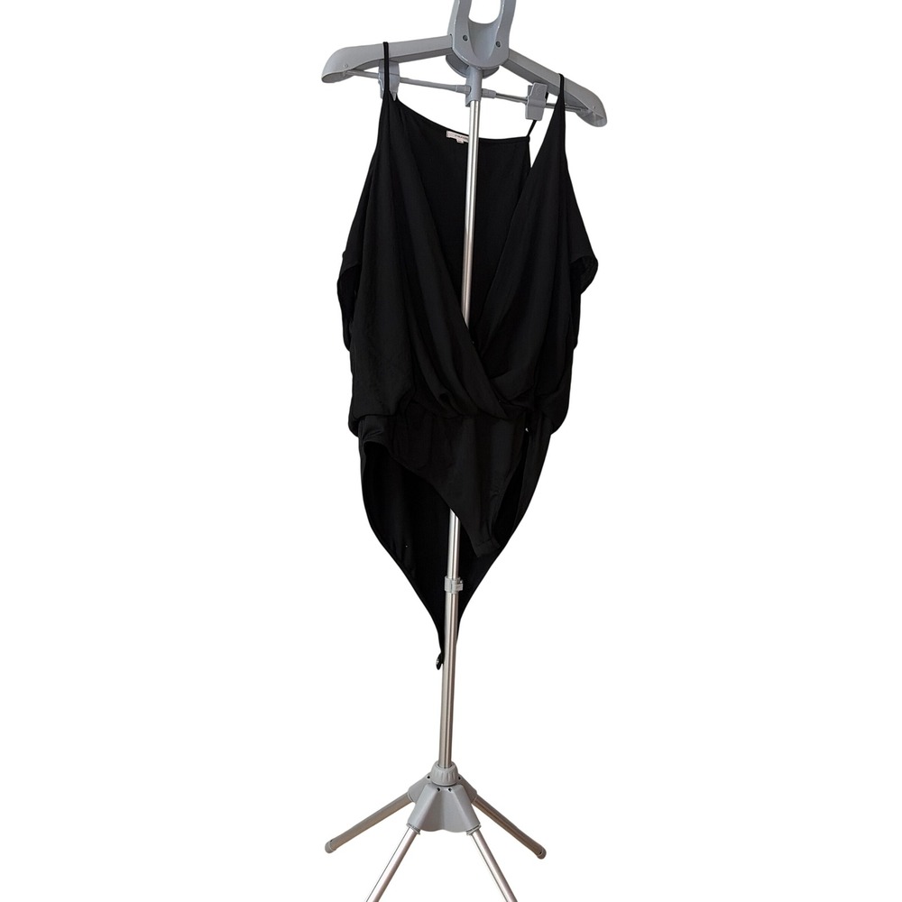 Maurices Black Cold Shoulder Spaghetti Strap Surplice Bodysuit XXL